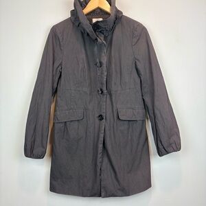 LOFT Charcoal Button-Up Trench Coat